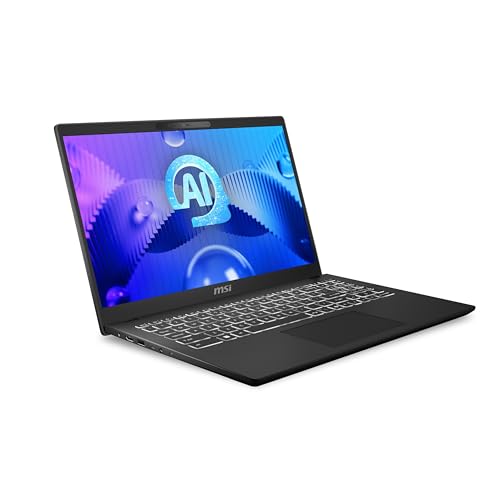 MSI Modern 15 H AI C1MG-036XES - Ordenador portátil 15,6" FHD (Intel Core Ultra 7 155H, RAM 32GB, 1TB SSD, Free Dos) Classic Black - Teclado QWERTY español