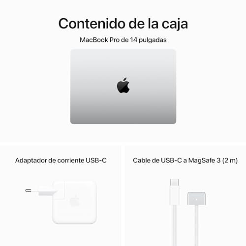 Apple 2023 MacBook Pro Portátil con Chip M3 Pro: CPU de 11 núcleos, GPU de 14 núcleos, Pantalla Liquid Retina XDR de 14,2 Pulgadas, 18 GB de Memoria unificada, 512 GB de SSD, Plata
