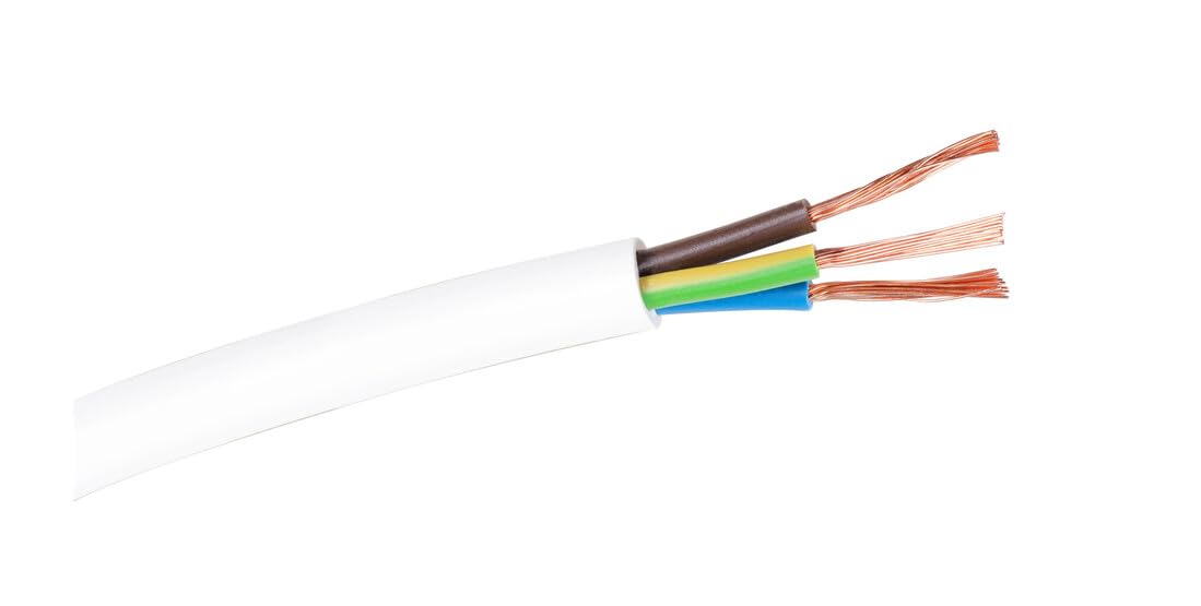 Cable de mangera redonda 3x1.5mm blanco, 100m; ideal para instalaciones eléctricas y conexión de equipos en exteriores.