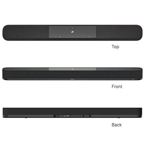 Sennheiser AMBEO Soundbar Plus para TV y Música - Sonido Envolvente 3D Inmersivo, Configuración de Altavoces Virtual 7.1.4, Subwoofers Dobles Integrados, Conexión Streaming Avanzada