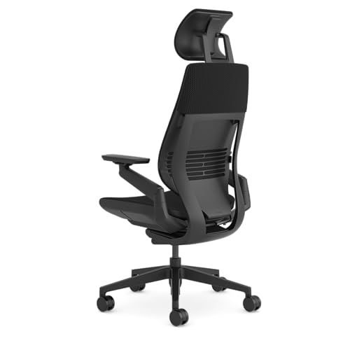 Steelcase Gesture, silla de oficina ergonómica con brazos 360 grados, sujeción lumbar y reposa cabeza regulables Ónix