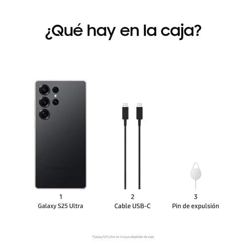 Samsung Galaxy S25 Ultra 256GB Teléfono Móvil con IA, Galaxy AI, 12GB RAM, Cámara 200MP, Dual SIM, IP68, Garantía del Fabricante 3 Años + 1 Año Extra, Titanio Negro (Versión Española)