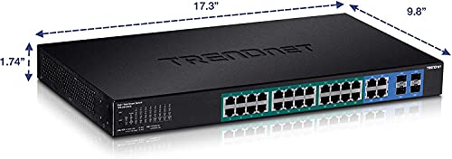 TRENDnet TPE-2840WS - Switch de Red (4 x PoE+, 20 x PoE, 4 x SFP, 1000Base-T, IPv6), Color Negro