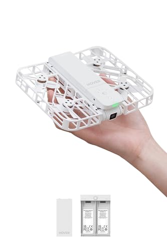 HOVERAir X1 Dron con Cámara, Drone de Bolsillo con Video HDR, Despegue de la Palma, Rutas de Vuelo Inteligentes, Modo Sígueme, Mini Dron con Control Manos Libres, Blanco (Combo)