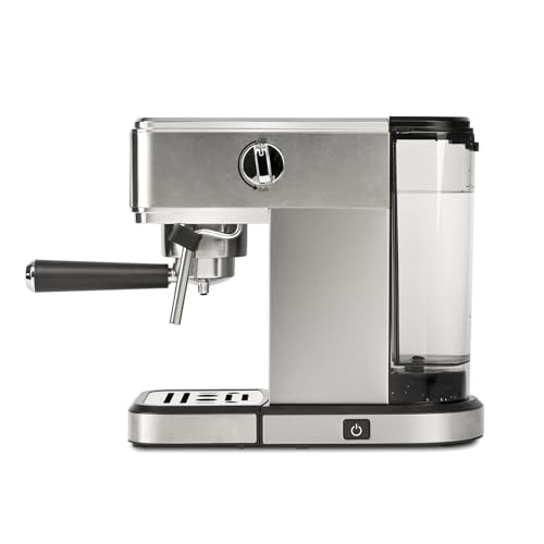 G3 Ferrari G10189 Tiffany Máquina de Café Espresso, 15 Bares, Calientatazas, Compatible con Monodosis y Café Molido, Función de Stop, Vaporizador para Capuchino, 3 Filtros IOX, Depósito de 1L, Gris