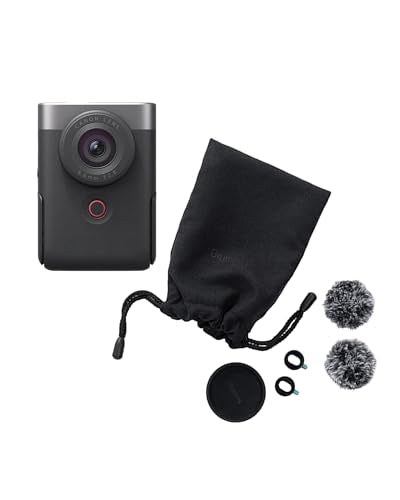 Canon Powershot V10 Vlogging Kit + Accesorios, Cámara Vlogging y Streaming, Sensor 1" 20,9 MP, Vídeo 4K, Objetivo 19mm, Conectividad WiFi, Bluetooth y USB-C, Pantalla Táctil Ángulo Variable, Silver