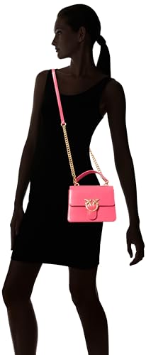 Pinko Love One Top Handle Mini Light Piel cepillada Brillante, Bolsa para Mujer, N17q Antique Gold