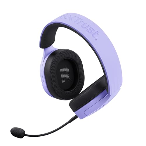 Trust Gaming GXT 491P Fayzo Cascos Gaming Inalámbricos Bluetooth + 2.4 GHz, 7.1 Sonido Envolvente, Batería de 22 Horas, Auriculares Inalámbricos RGB Over-Ear PC PS5 PS4 Switch - Morado