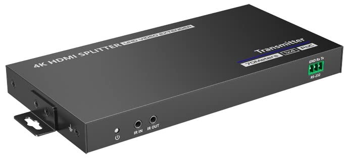 PremiumCord 4K HDMI 1-2 Splitter + Extensor vía Cat6/6a/7, Ultra HD 4K @ 30Hz a 70m, Carcasa Metálica, 2 Receptores con Fuente de Alimentación, Dolby TrueHD, 3D, EDID, CEC, HDCP2.2