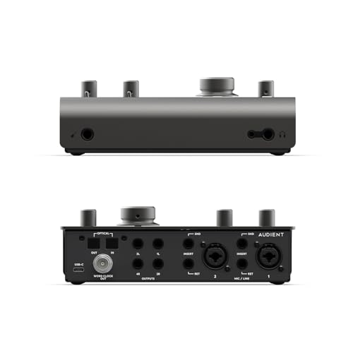 Interfaz de audio Audient iD24, 2 preamplificadores de micrófono de clase A (interfaz de audio USB-C de alto rendimiento, bucle de retorno de audio, 2 salidas de auriculares)
