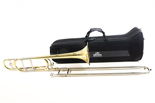 Roy Benson Trombón tenor en Sib/F TT-236F (válvula de cuarto de galón, calibre de 13,34 mm, campana de latón de 8", máxima brillantez de sonido, diseño ergonómico, en un práctico estuche con forma)