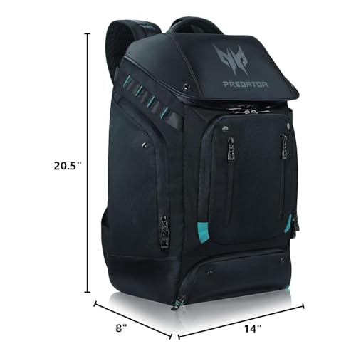 Acer PBG591 Predator Utility - Mochila de Viaje Resistente al Agua y a Prueba de desgarros, se Adapta y Protege una Laptop Predator Gaming de hasta 17.3 Pulgadas, Color Negro con Detalles Verde