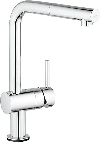 Grohe Minta Touch - Grifo de cocina monomando, caño alto en L, caño giratorio de 360°, cabezal extraíble hacia fuera (31360001)