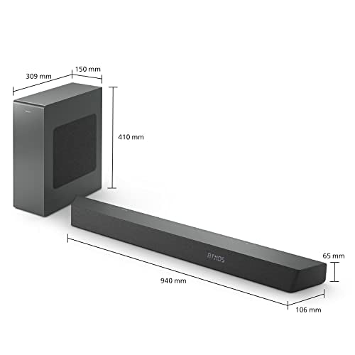 Philips TAB8507/10 Soundbar 3.1 Subwoofer Inalámbrico, Dolby Atmos, Sonido Cinematográfico, HDMI eARC, 600W