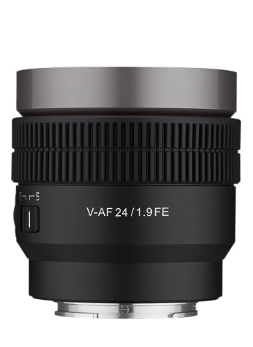 Samyang V-AF 24mm T1, 9 FE para Sony E Lente de video Lente de enfoque automático Lente de cine 8K Soporte Interruptor personalizado y botón 23343 Negro