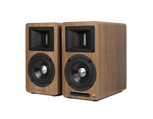 EDIFIER AIRPULSE A80 - Sistema de altavoces de estantería 2.0 (100 W) con Bluetooth V5.0 (aptX), tweeter de bocina de cinta para agudos precisos y claros, posibilidades de conexión versátiles, incluye