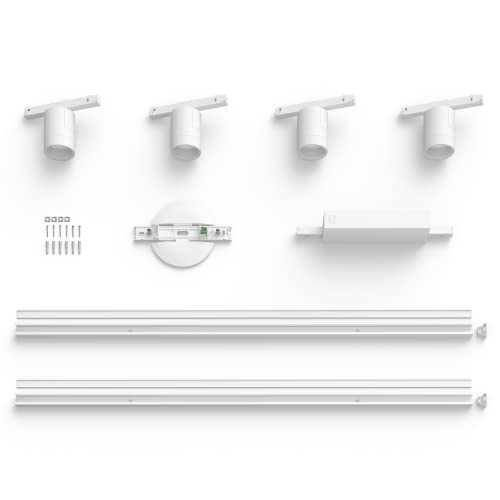 Philips Hue - Perifo Iluminación en carril Luz Blanca y de Colores - Set carril y 4 focos (blanco) - 212cm - Anclajes incluidos