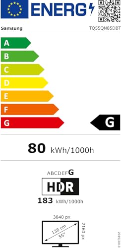 SAMSUNG TV 55 Pulgadas Neo QLED QN85D 4K Mini LED con Resolución 4K Mejorada, Procesador NQ4 AI Gen2 con Inteligencia Artificial, Dolby Atmos, Q-Symphony y EyeComfort Mode