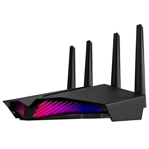 ASUS RT-AX82U V2, Router Gaming AX5400 WiFi 6 extensible de dos bandas, puerto para juegos, modo Mobile Game, Aura RGB, compatible con PS5, seguridad de red, Instant Guard, VPN, compatible con AiMesh