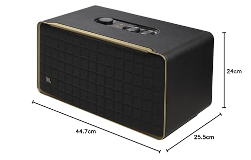 JBL Authentics 500, altavoz inteligente conectado de alta fidelidad, con WiFi, Bluetooth y asistente de voz, Dolby Atmos, diseño retro, negro