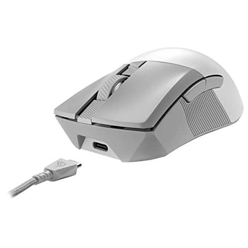 ASUS ROG Gladius III Wireless AimPoint - Ratón Gaming (Conectividad Triple 2.4GHz, Bluetooth, USB, 36000 dpi, 6 Botones programables, ROG SpeedNova, interruptores Intercambiables, Paracord), Blanco