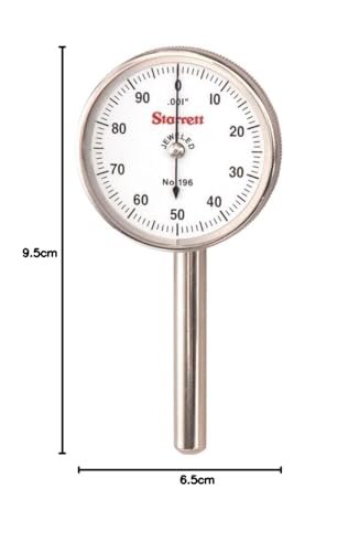 Starrett 196b1 universal Dial Indicador, espalda émbolo, esfera blanca, 0 – 100 Lectura, 0 – 0.2 "Rango, 0.001" Graduación