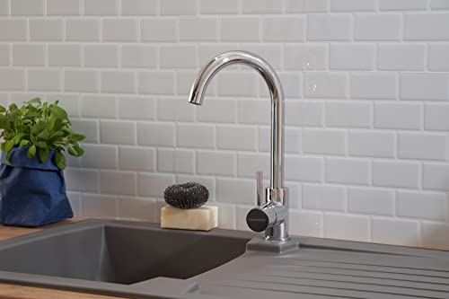Respekta Boston Fregadero de Mineralite en gris hormigón/Fregadero empotrado de 1 cubeta de 86 x 50 cm/Apto para bases a partir de 45 cm de ancho