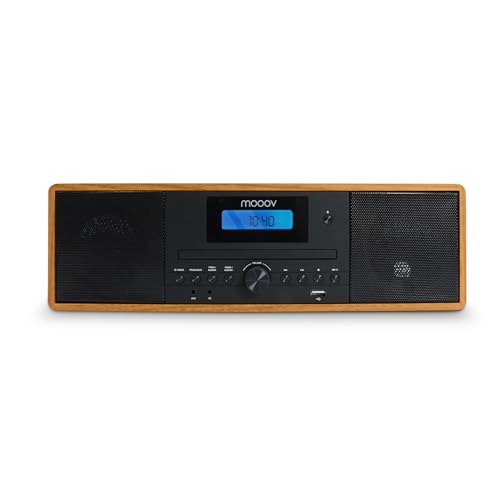 Mooov 477380 - Microcadena HiFi estéreo 50W Musicales, Reproductor CD, Bluetooth, Radio FM, USB, AUX-IN, RCA, Despertador, Mando a Distancia