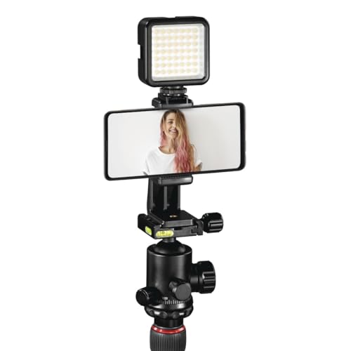 Hama Ramble II Duo - Trípode para cámara 2 en 1 y Soporte para teléfono móvil con Soporte para teléfono móvil, trípode Estable y Ligero de Carbono, trípode para Fotos de 3 Posiciones Extensible máx.