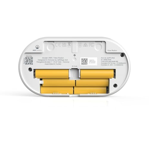 Airthings View Radon 2989 - Monitor de gas radón (gas radón, humedad, temperatura) con conexión Wi-Fi, función de hub y pantalla Calm Tech