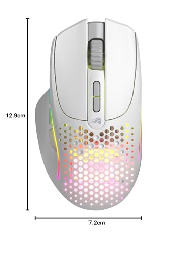 Glorious Gaming Model I 2 Wireless Ratón gaming inalámbrico - Híbrido 2,4 GHz y Bluetooth, superligero, 9 botones (2 intercambiables), RGB, gran batería, MMO/MOBA/FPS, reposapulgares lateral - Blanco