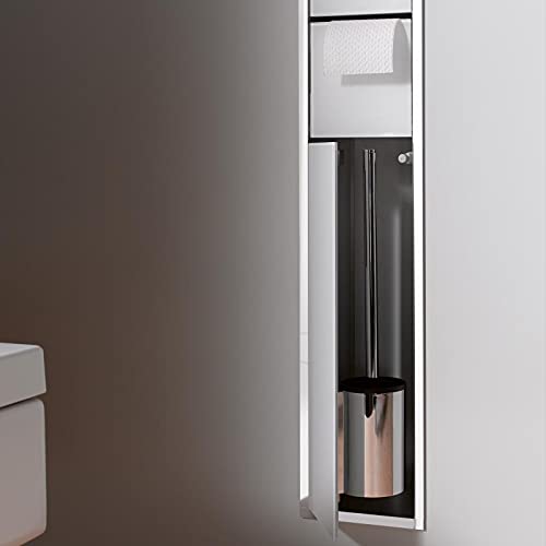 Emco Asis 150 975027850 - Armario de baño para empotrar (Cromo/Cristal Blanco, bisagra de Puerta a Elegir)