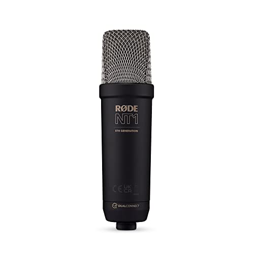 RØDE NT1 5a generación el micrófono con Condensador y Gran diafragma, Salidas XLR y USB, Soporte antivibraciones y Filtro antipop para grabación Vocal, producción Musical y de podcasts (Negro)