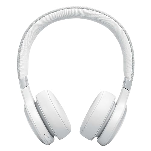 JBL Auriculares inalámbricos circumaurales Live 670 NC, con tecnología Bluetooth y cancelación adaptativa de ruido, hasta 65 horas de reproducción, blanco
