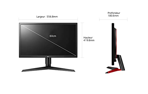 LG 24GN53A-B - Monitor Gaming UltraGear 24 pulgadas FullHD,1920x1080, LCD, 16:9, HDMIx2, DisplayPort 1.2, ajustable, 144Hz, 1ms, Conectividad Universal, Color Negro