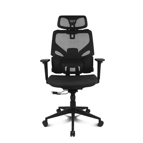 DRIFT GAMING DRAIR400 - Silla Gaming Profesional, Malla polímero Reforzado, reposabrazos Acolchados Ajustables 4D, pistón Clase 4, giratoria, inclinable, Regulable, Color Negro