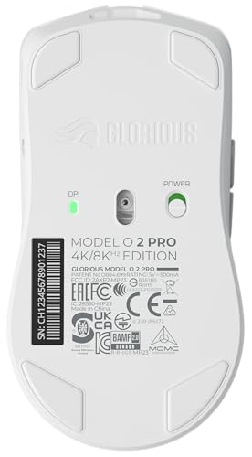 Glorious Gaming Model O 2 Pro 4K/8K Ratón Gaming inalámbrico - 2,4 GHz 1 ms de retardo, sondeo 4K/8K, 100M clics, 59 g Ultraligero, Gran batería, Sensor PPP 26K, RGB, ambidiestro, 6 Botones - Blanco