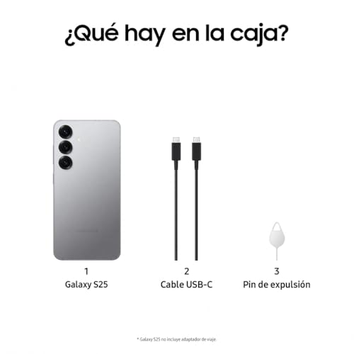 Samsung Galaxy S25 256GB Teléfono Móvil con IA, Galaxy AI, 12GB RAM, Cámara 50MP, Dual SIM, IP68, Garantía del Fabricante 3 Años + 1 Año Extra, Color Gris (Versión Española)