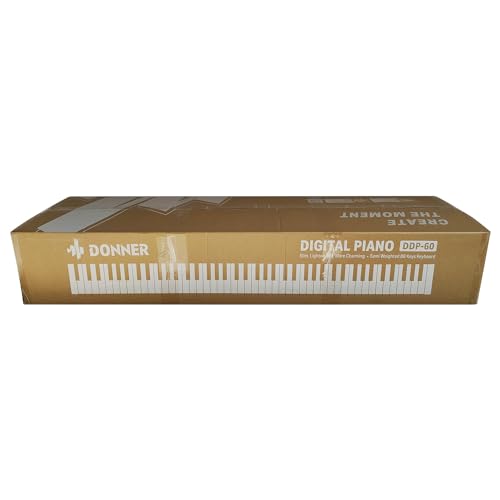 Donner DDP-60 Teclado eléctrico de piano digital de 88 teclas con teclas sensibles a la velocidad, 2 altavoces de 15 W, 128 voces, 83 ritmos, 8 efectos de reverberación, 5 curvas de intensidad