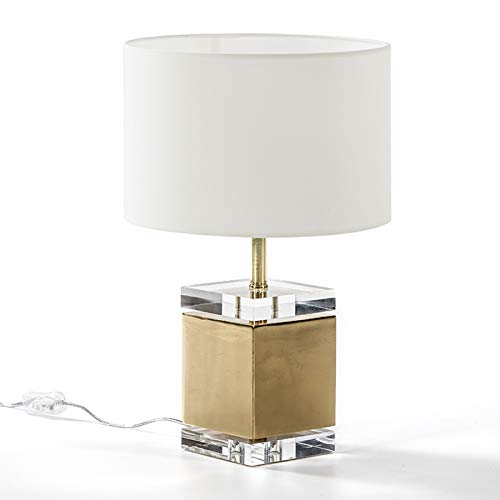 LAMPARA SOBREMESA 13X13X34 ACRILICO/METAL DORADO SIN PANTALLA