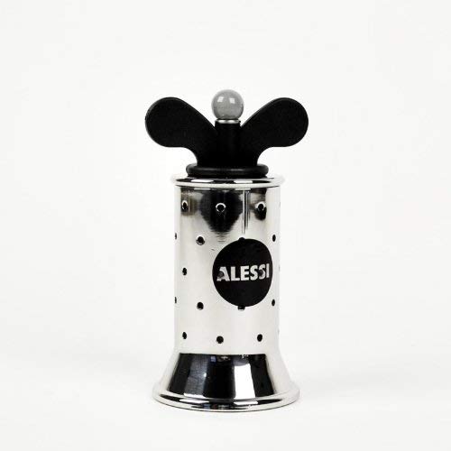 ALESSI 9098 B Molinillo de Pimienta de Diseño con Aletas, Acero Inoxidable y Resina Termoplástica, Negro