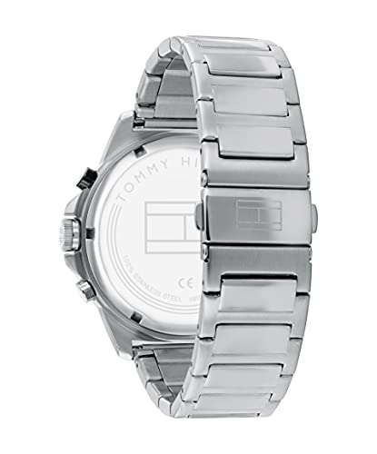 Tommy Hilfiger Reloj Analógico de Cuarzo Multifunción para Hombre con Correa de Acero Inoxidable Plateada - 1791890