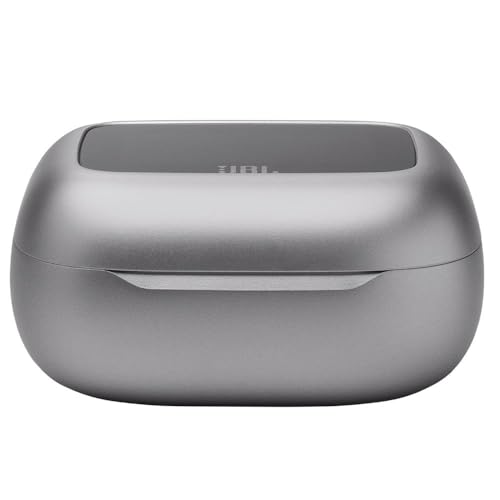 JBL Live Beam 3 Auriculares inalambricos de botón con almohadillas,True Wireless con cancelación de ruido adaptable, hasta 48 horas de reproducción, Bluetooth, audio de alta resolución, plateado