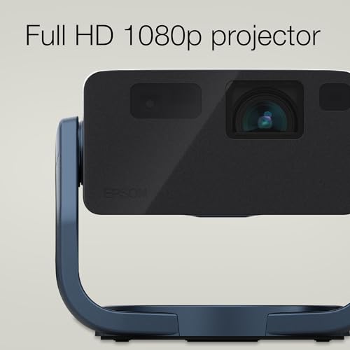 Epson EF-22N Mini Smart Laser Projector | Proyector Portátil Full HD, 1920 x 1080p, Altavoz Bluetooth de 5W, Proyección a Pared, Suelo o Techo, 1000 Lúmenes, Google TV | 150", Azul/Negro