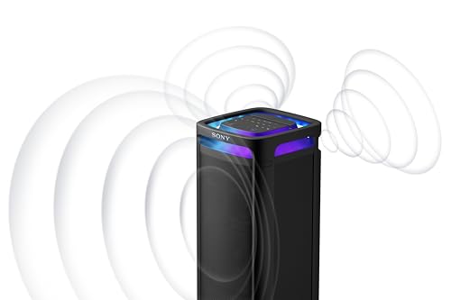 Sony ULT Tower 9, Ultimate Bluetooth Party Speaker, 25 H de batería y alimentación de Red, 2 Modos ULT Power Sound, X-Balanced Speaker, 360 Luces y Sonido, entradas de Karaoke, Negro