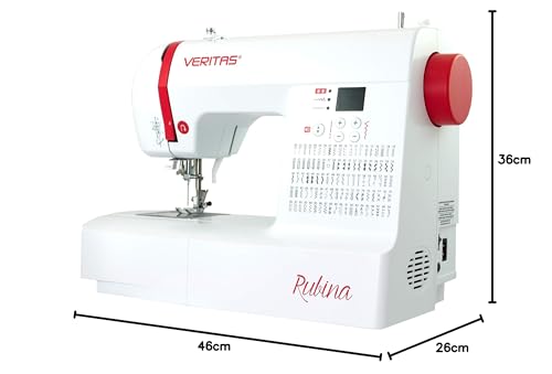 VERITAS Máquina de coser Rubina I Máquina de coser digital para ordenador, 100 programas de puntada, tensión de hilo automático y ayuda para enhebrar, cortahilos, longitud de puntada ajustable,