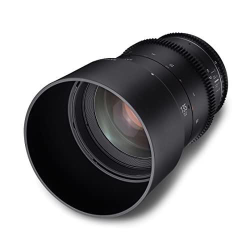 Samyang MF 135 mm T2,2 VDSLR MK2 Canon EF Objetivo de vídeo Cine de Formato Completo Distancia Focal Fija para Canon EF EF-S Cámara, Enfoque Manual, para EOS 5D Mark IV, 6D Mark II, 90D, 77D, Negro