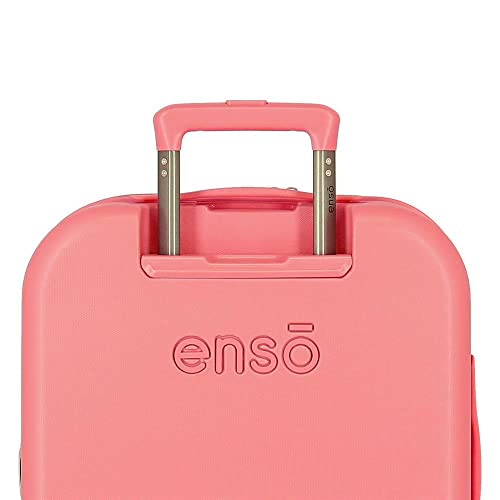 Enso Ciao Bella Maleta de Cabina Rosa 40x55x20 cms Rígida ABS Cierre TSA Integrado 37L 3,22 kgs 4 Ruedas Dobles Equipaje Mano