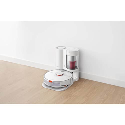 roborock S7 + Estación de Vaciado Automático, Aspiradora Robot Succión HyperForce Mopa Auto-Elevable Agua 300ml y Polvo 470ml, 5200mAh, Blanco, R100011