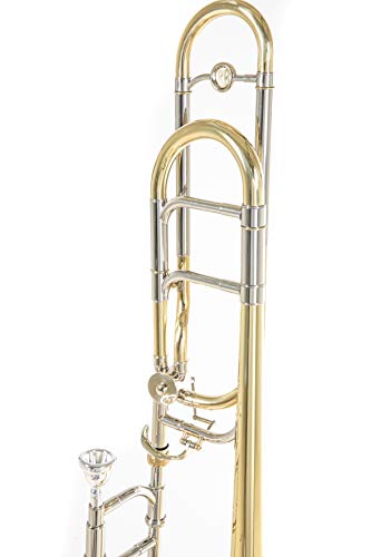 Roy Benson Trombón tenor en Sib/F TT-236F (válvula de cuarto de galón, calibre de 13,34 mm, campana de latón de 8", máxima brillantez de sonido, diseño ergonómico, en un práctico estuche con forma)
